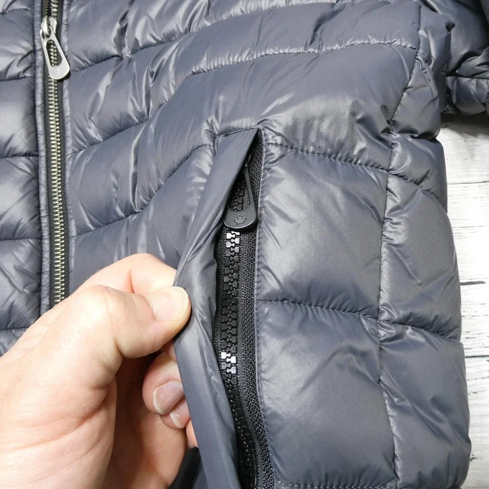 Noize Jacket Mens Large Gray Hooded Puffer Full Zip Cruelty Free Vegan Outdoor
